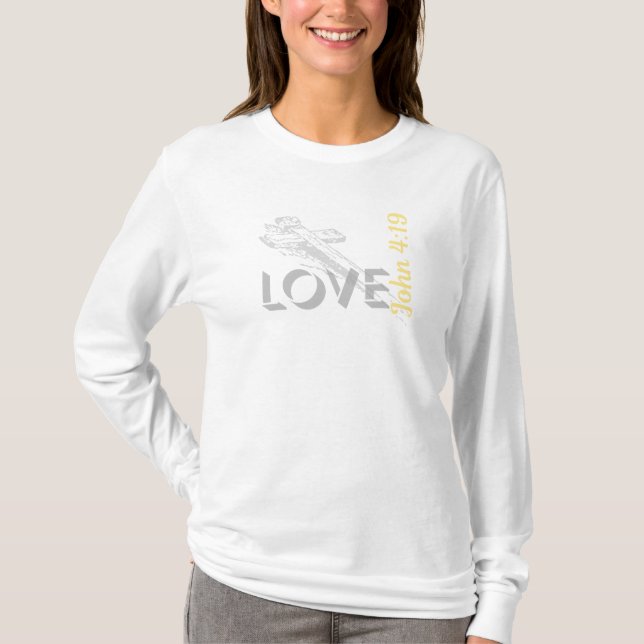 John 4:19 Camiseta cristiana "AMOR" (Anverso)