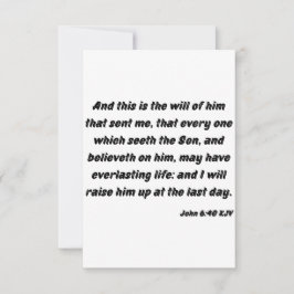 John 6:40 KJV Biblia Verse Tarjeta de felicitación