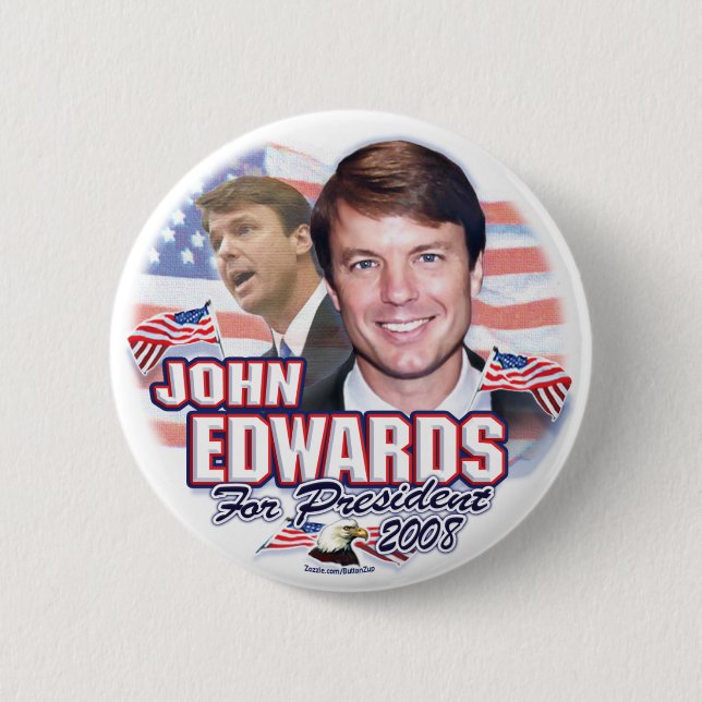 John Edwards para el presidente 2008 botón (Anverso)