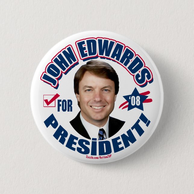 John Edwards para el presidente 2008 botón (Anverso)