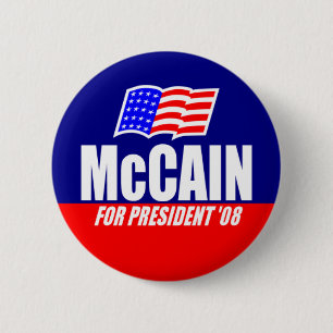 John McCain para el presidente 08 botón