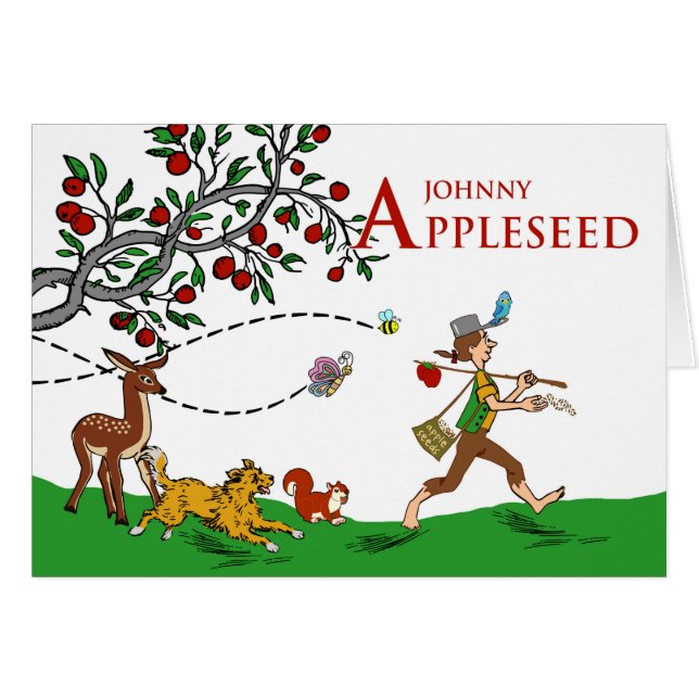 Johnny Appleseed Day Animals y Apple Tree Scene (Anverso (Horizontal))
