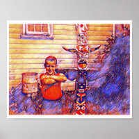 Johnny y el Totem, Psiquiatría, postal de Arte Mod