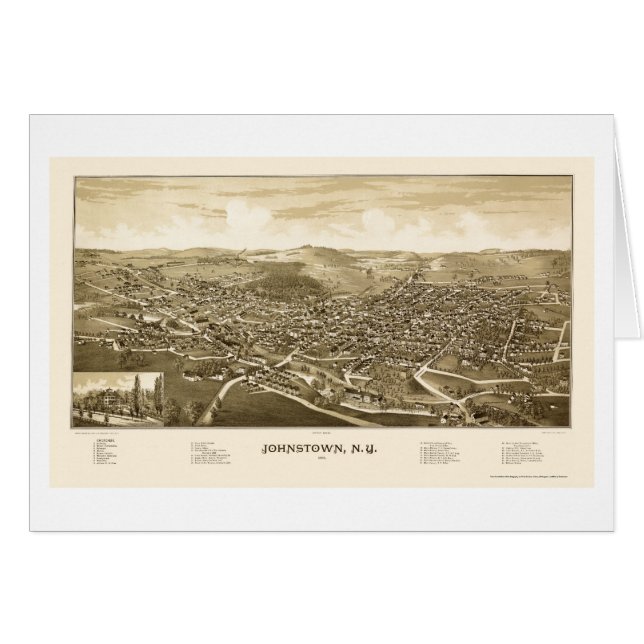 Johnstown, mapa panorámico de NY - 1888 (Anverso (Horizontal))