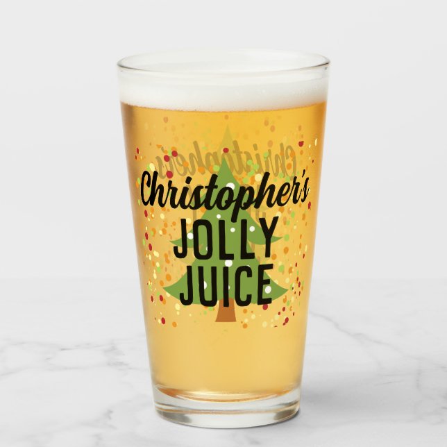 Jolly Juice Funny Custom Name Navidades Beer Glass (Anverso (lleno))