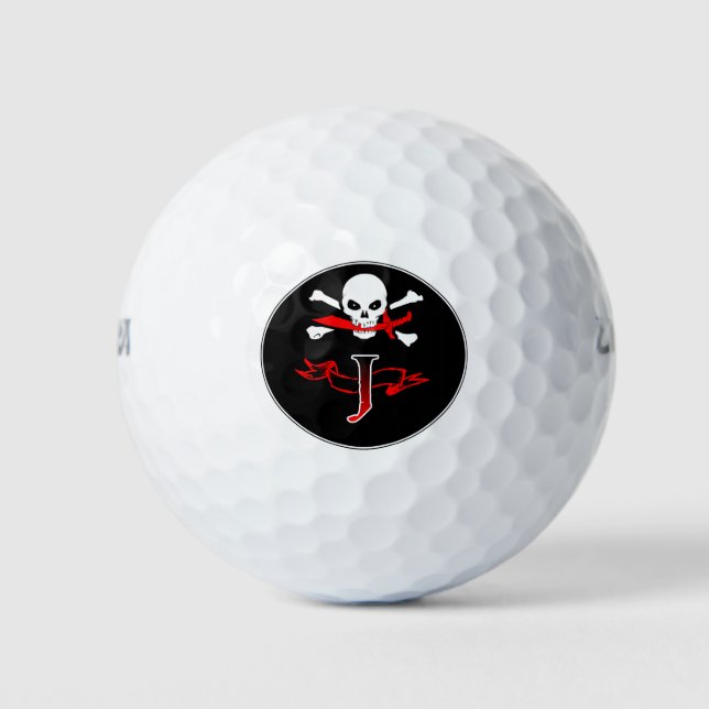 Jolly Roger J Monogram Iniciales Bolas de Golf (Anverso)
