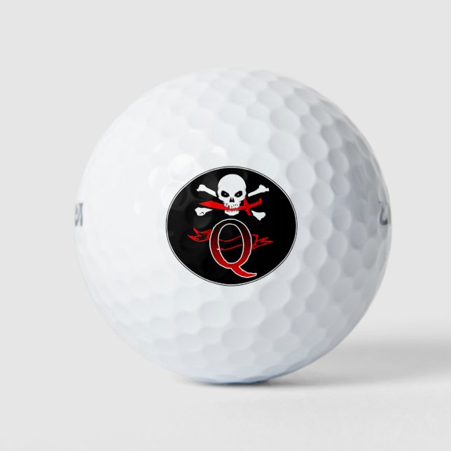 Jolly Roger Q Monogram Iniciales Bolas de Golf (Anverso)