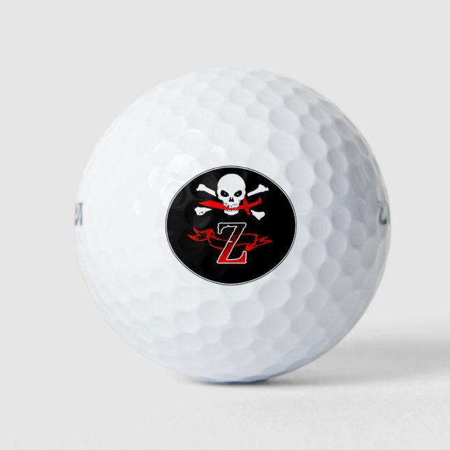 Jolly Roger Z Monogram Iniciales Bolas de Golf (Anverso)