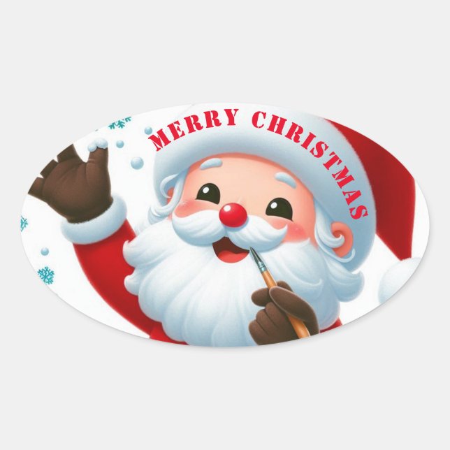 Jolly Santa Classic Round Pegatinas (Anverso)