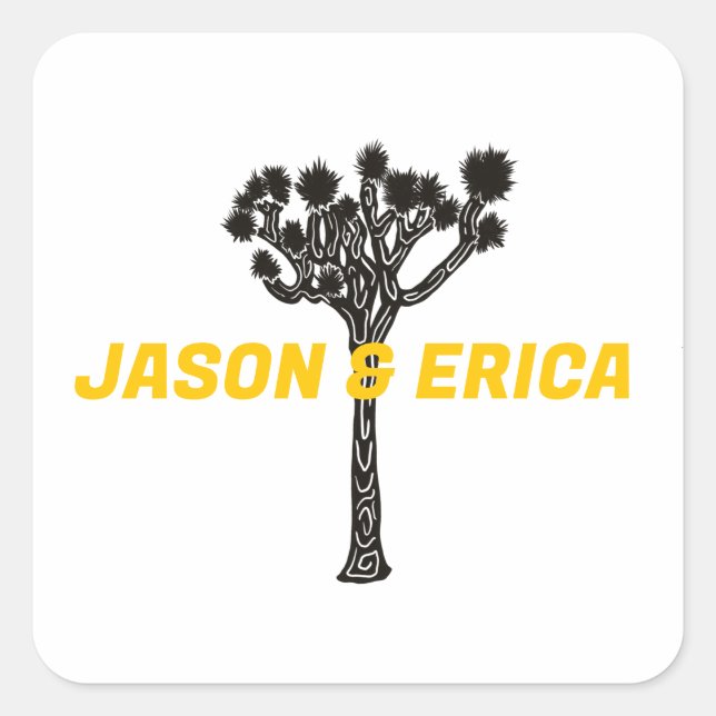 Joshua Tree Boda Personalizado Pegatina (Anverso)