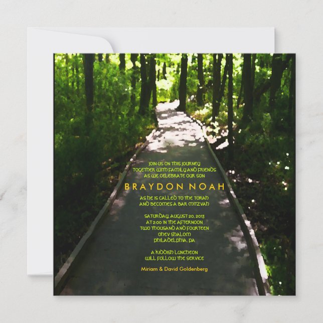 Journey Watercolor Bar Bat Mitzvah Invitación (Anverso)