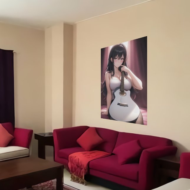 Joven anime sosteniendo una guitarra | Arte IA (Subido por el creador)
