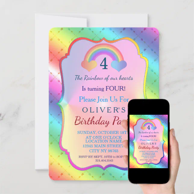 Invitaciones Cumpleaños Arcoíris