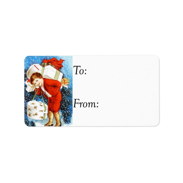 Joven Chica con etiqueta de regalo para Navidades (Frente)