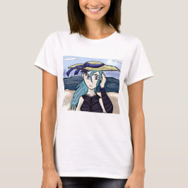 Joven Chica Con Gorra En Camiseta Gráfica De Playa