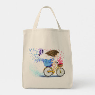 Joven Chica En Bicicleta Con Amor A La Bolsa