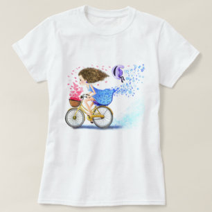 Joven Chica En Una Camiseta De Bicicleta Amor Romá