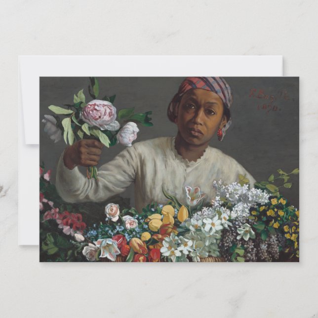 Joven con peonías | Tarjeta Fré dé ric Bazille (Anverso)