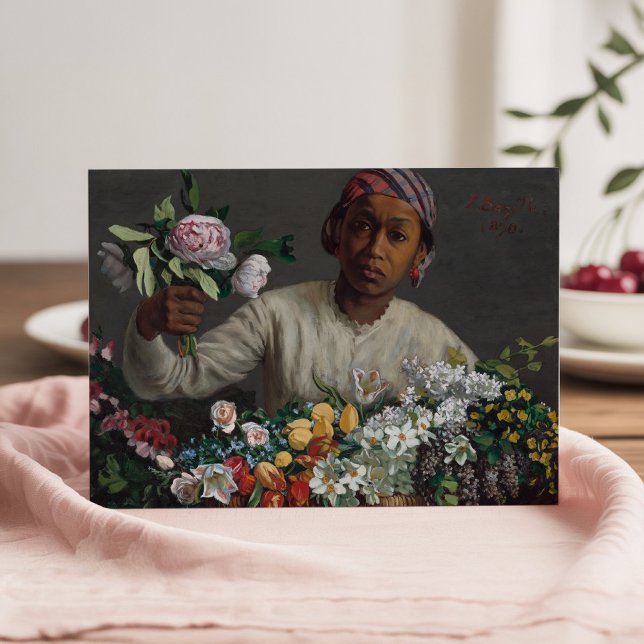 Joven con peonías | Tarjeta Fré dé ric Bazille (Subido por el creador)