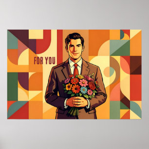 Joven con ramo Arte Bauhaus Personalizado