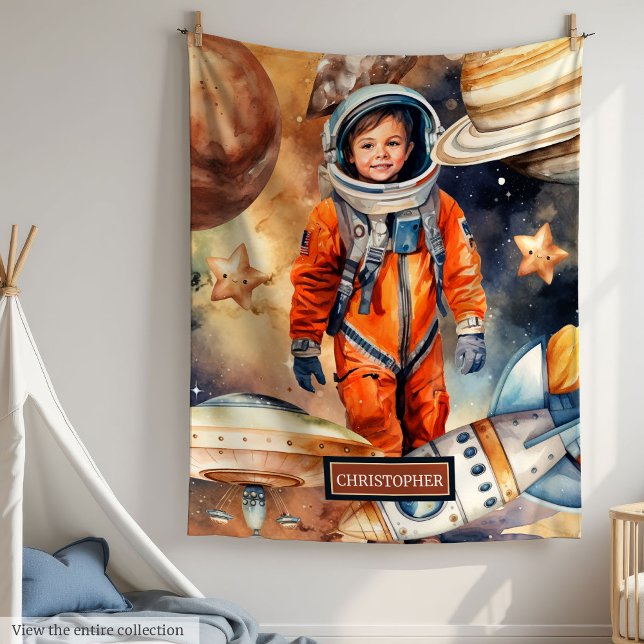 Joven de regalo personalizado de la manta del espa (Outer Space Blanket Personalized Gift for Young Boy

)