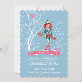 Jóven esquiadora Chica | Tarjetas de Navidad de no