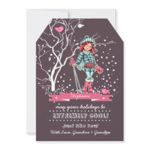 Jóven esquiadora Chica | Tarjetas de Navidad de no