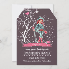 Jóven esquiadora Chica | Tarjetas de Navidad de no