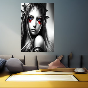 Joven guerrero de anime Poster de arte de IA