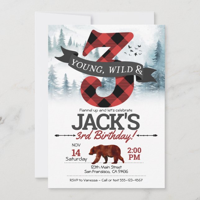 Joven invitación Wild & Three, Lumberjack 3ª (Anverso)