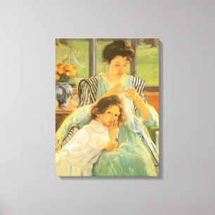 Joven madre cosiendo de Mary Cassatt, Arte Vintage