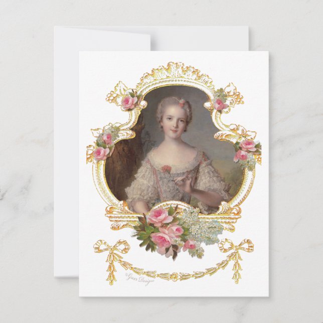 Joven Reina María Antonieta Rosas Rosadas Tarjetas (Anverso)