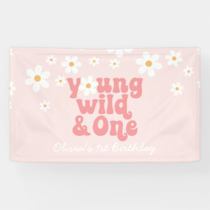 Joven Salvaje Uno retro Daisy Pink pancarta de cum
