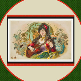 Joven ventilado Gitana Jugando Postales De Guitarr