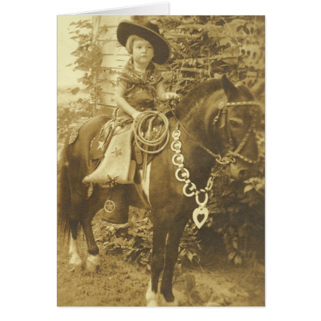 Joven Vintage De Occidente En Caballo (Frente)