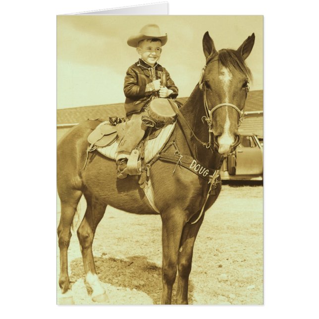 Joven Vintage Occidental En Caballo (Frente)