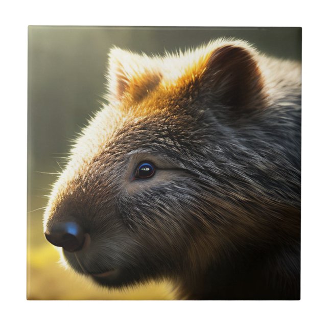Joven wombat australiano, baldosa de cerámica (Frente)