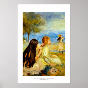 Jóvenes chicas junto al mar bello arte de pintura 