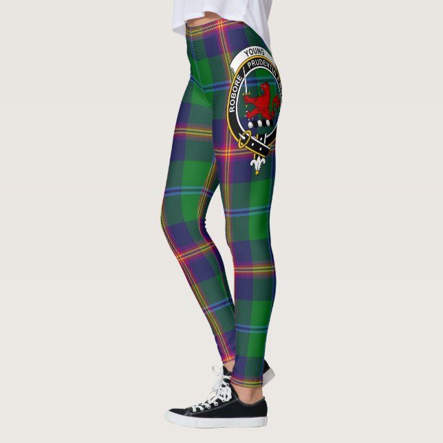 Jóvenes Escudos escocesas Tartán Leggings (Izquierda)