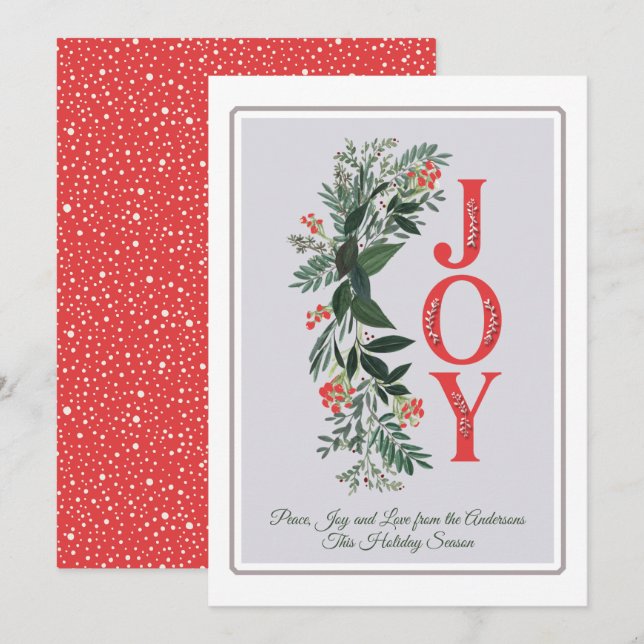 Joy Greenery Classic Grey Frame Peace Love Holiday (Anverso / Reverso)
