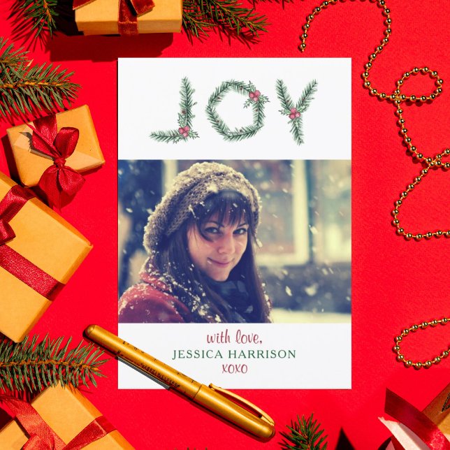 "Joy" Holly Brands Tarjeta de Navidades de fotogra (Subido por el creador)