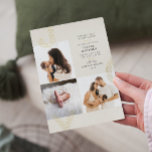 Joy Ivory Nacimiento Anuncio Relieve metalizado do<br><div class="desc">Un diseño minimalista y elegante. Con 3 fotos,  se estampó la palabra JOY en Relieve metalizado dorado.</div>