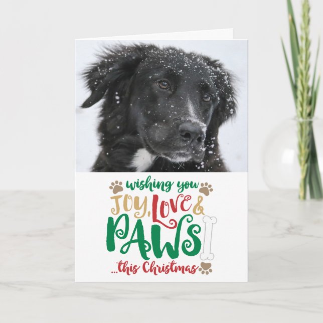 Joy Love Paws Dog Navidad Foto (Anverso)