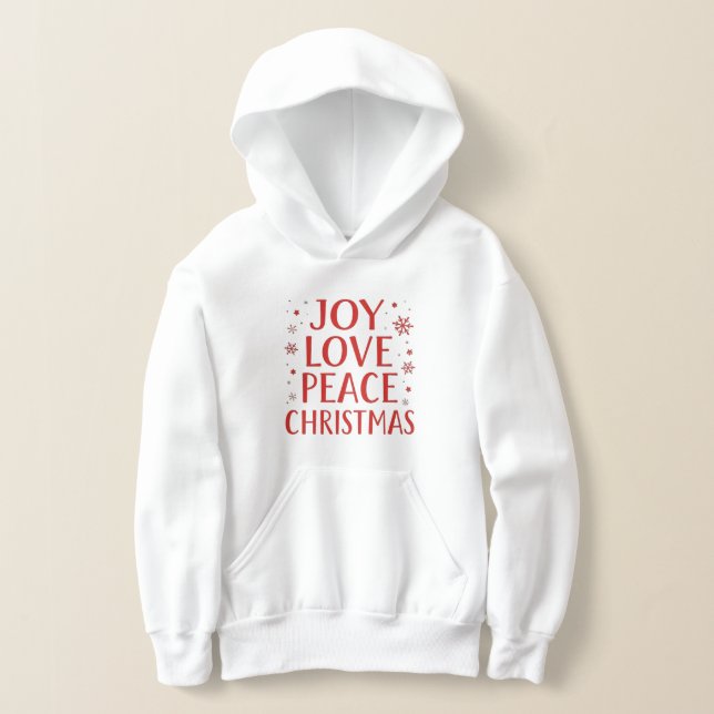 Joy Love Peace Christmas Festive Typography Hoodie (Distribución )
