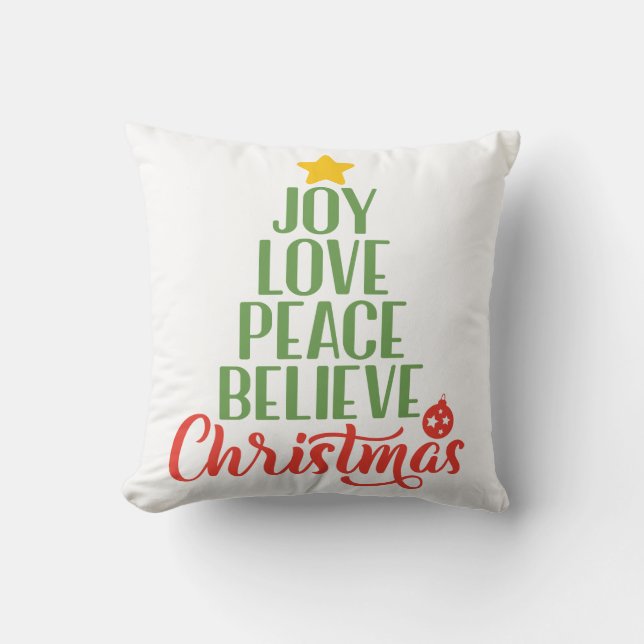 Joy Love Peace Creer Navidades Cojín decorativo (Anverso)