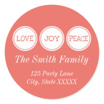 Joy Love Peace | Pegatina de direcciones redondas