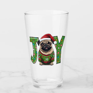 JOY Merry Christmas Pug Santa