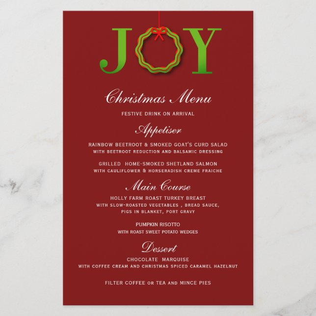 JOY NAVIDADES WREATH | MENÚ NAVIDADES (Anverso)