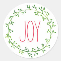 Joy Navidades Wreath Typography citó a Pegatinas