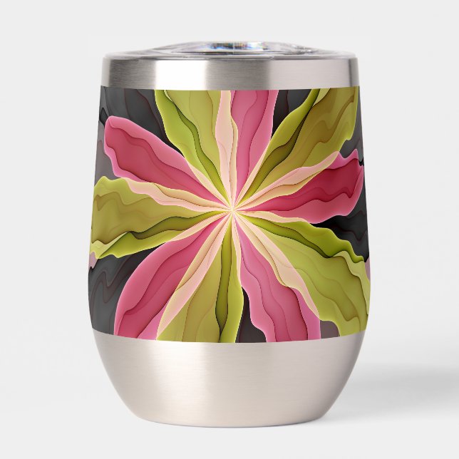 Joy, Pink Green Anthracite Fantasy Flower Fractal (Frente)